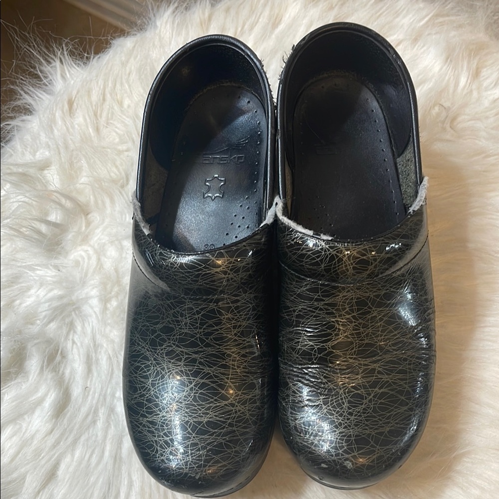 Black Leather Clogs